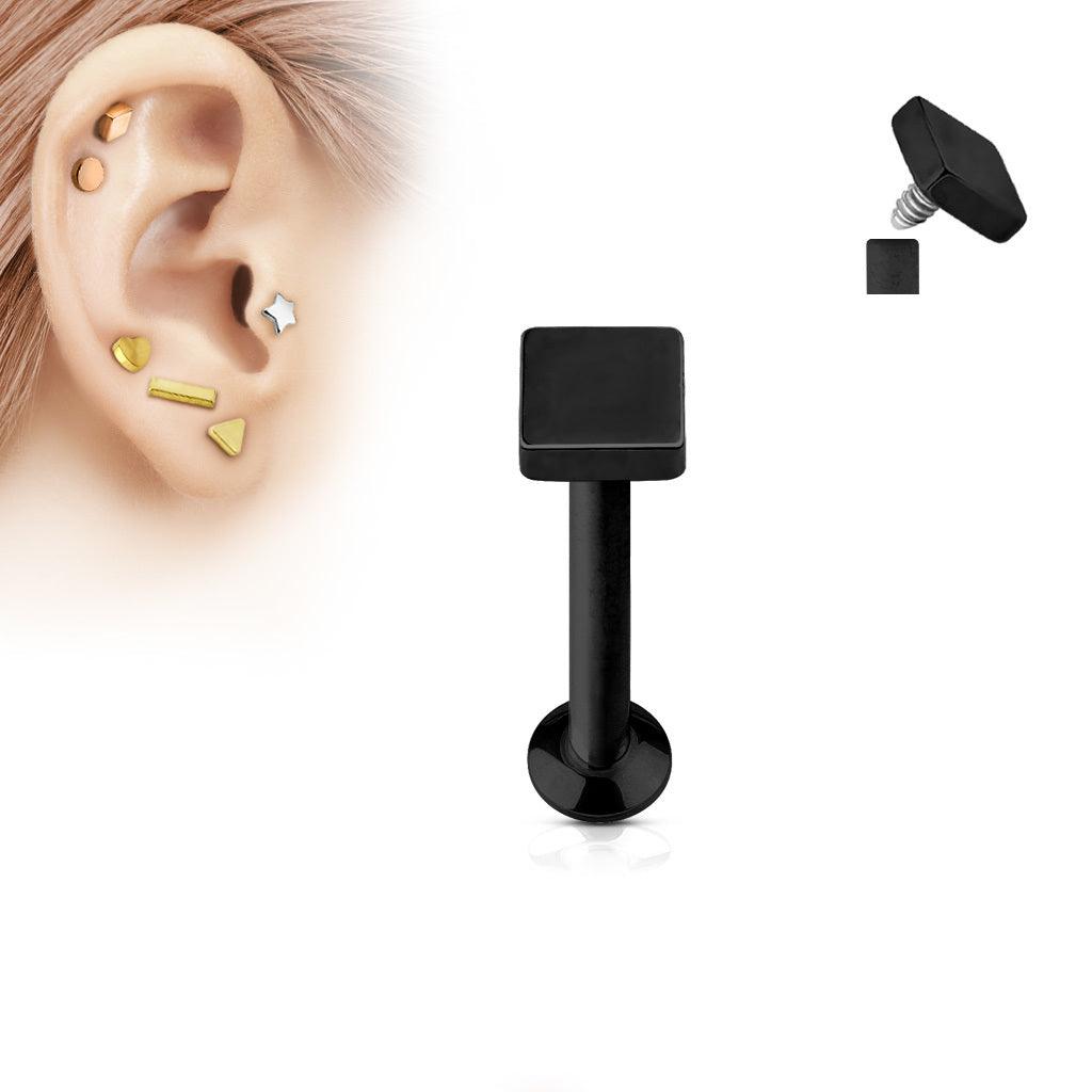 Cartilage jewelry, tragus jewelry Square Black