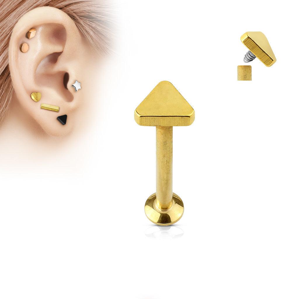 Cartilage jewelry/tragus jewelry, Gold Triangle