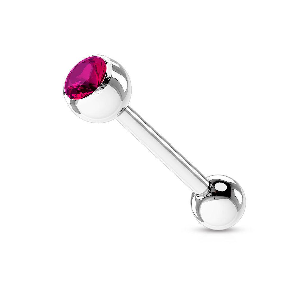 Tongue jewelry, Barbell 1.6mm Crystal (fuchsia)