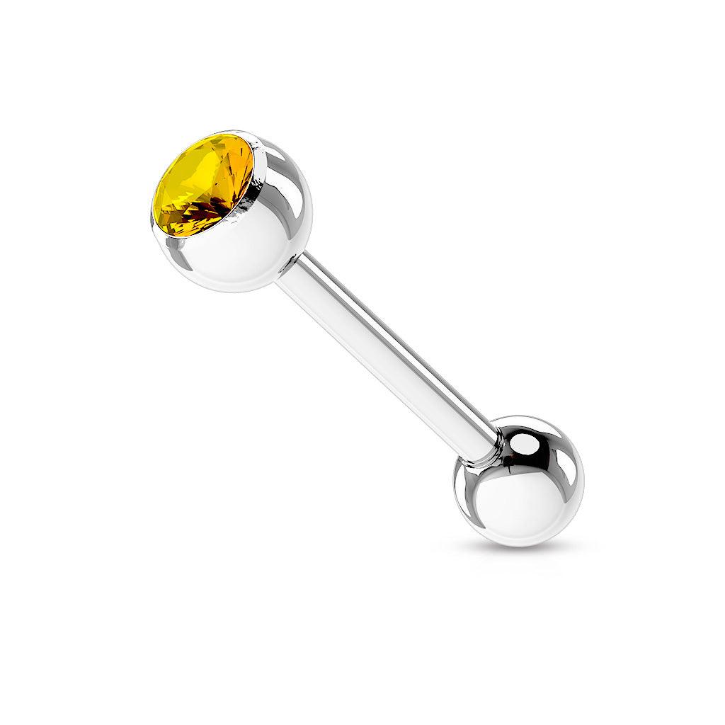 Tongue jewelry, Barbell 1.6mm Crystal (yellow)