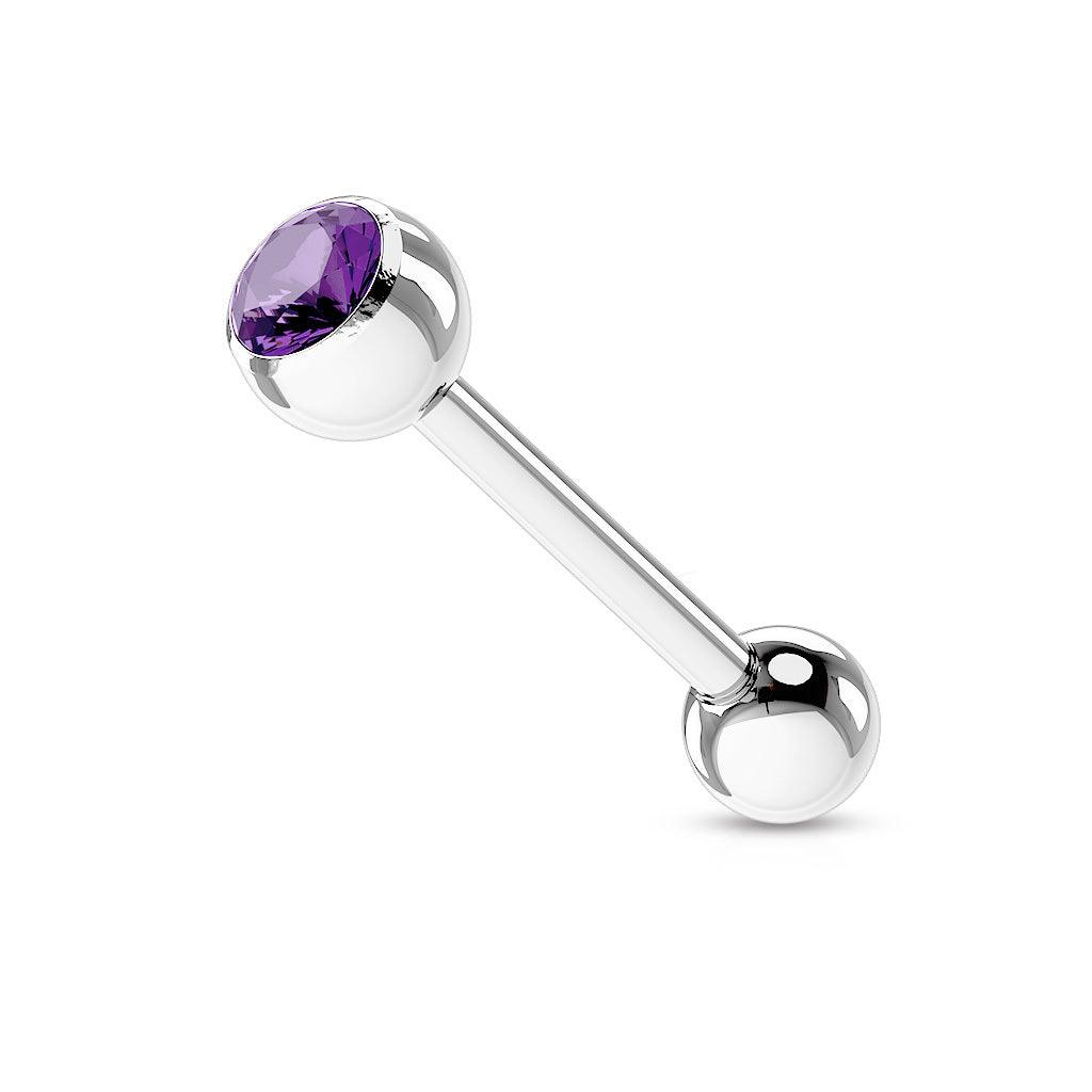 Tongue jewelry, Barbell 1.6mm Crystal (blue-violet)