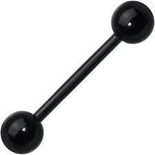 Tongue jewelry, Barbell 1.6mm Black with 5mm balls