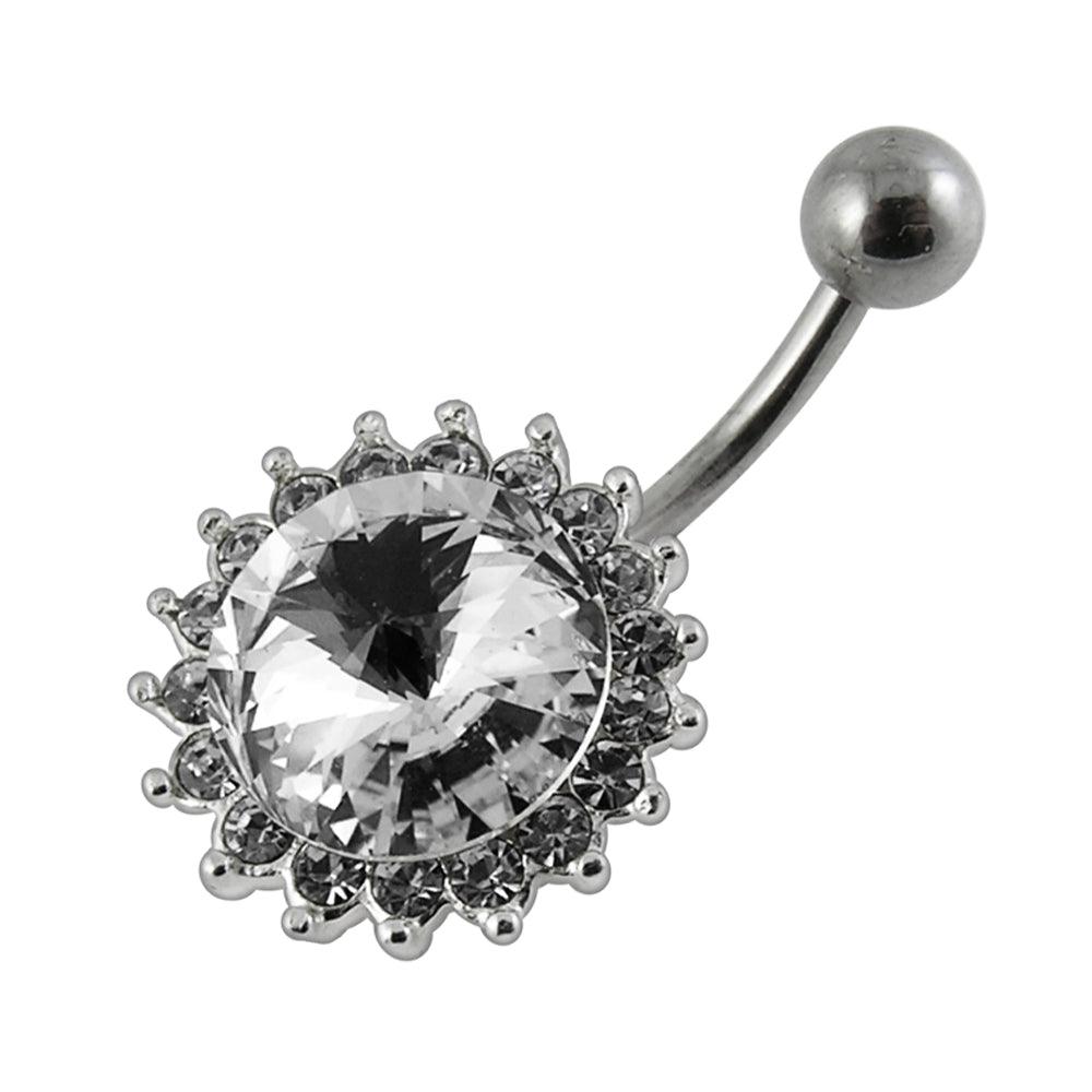 Surgical steel belly button ring, Elizabeth -bright stone eye-catching belly button ring