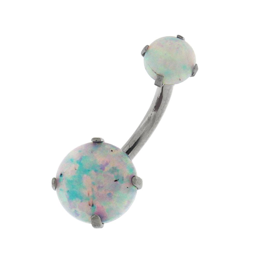 Navel ring, White Opal - white opal navel ring