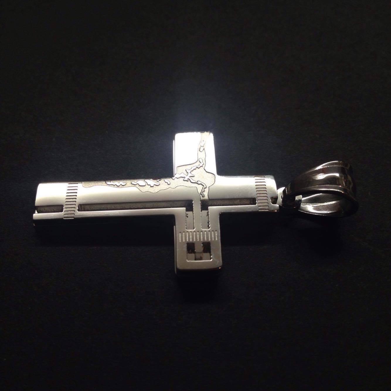 Surgical steel pendant, Modern Crucifix (cross)