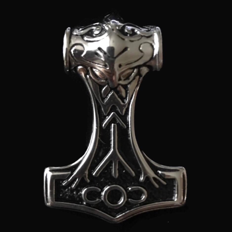 Surgical steel pendant, Thor's hammer, Viking King