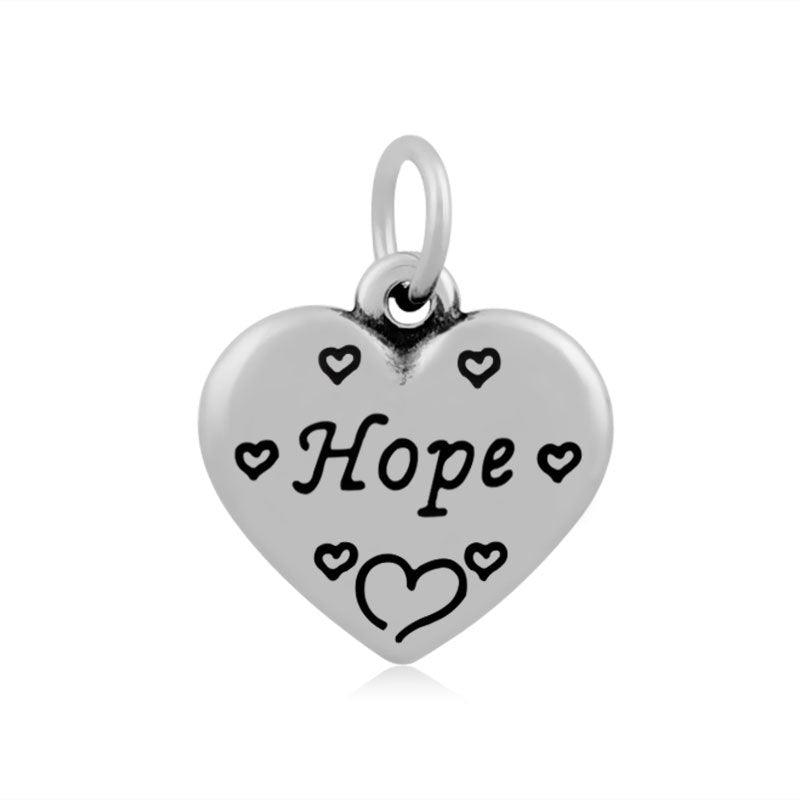 Surgical steel pendant, text jewelry Hope