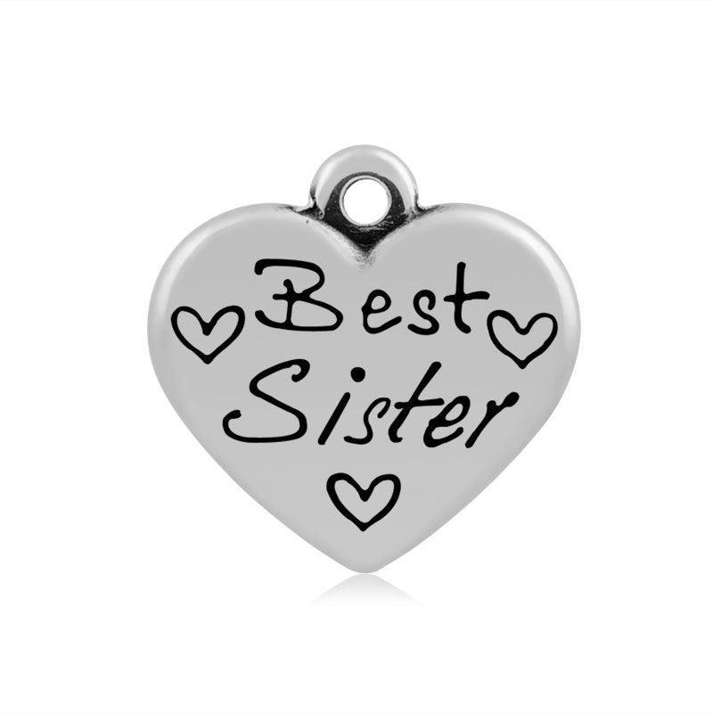 Surgical steel pendant, text jewelry Best Sister