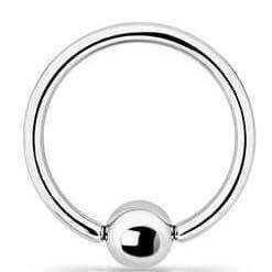 Piercing ring 1.2mm, BCR Surgical Steel ball lock ring (4mm ball)