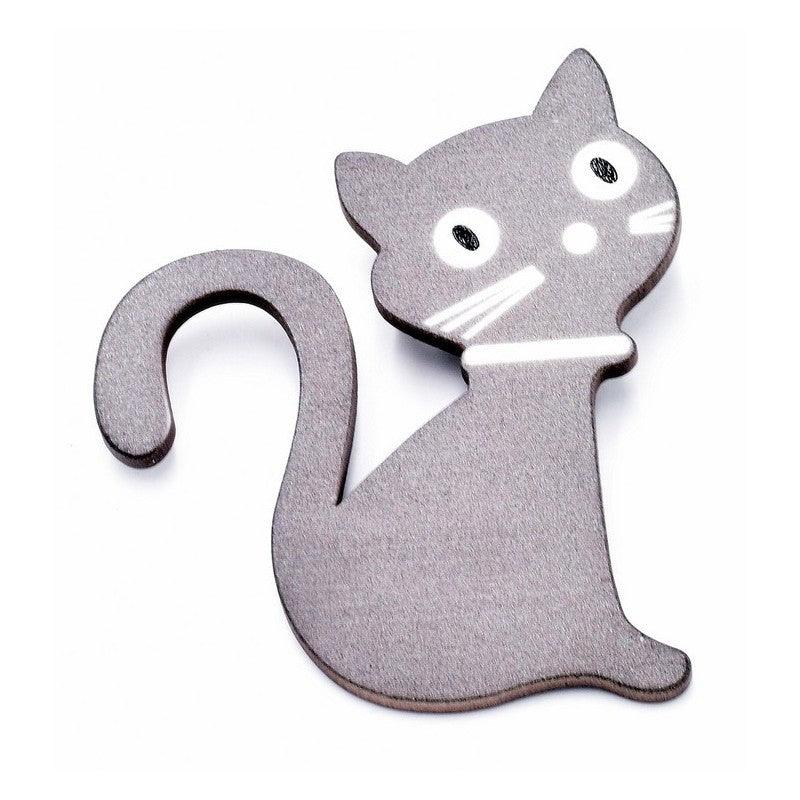 Brooch, Cat (gray)