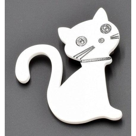 Brooch, Cat (white)