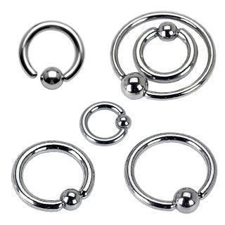 Piercing ring 1.2mm, Surgical Steel BCR solid ball lock ring