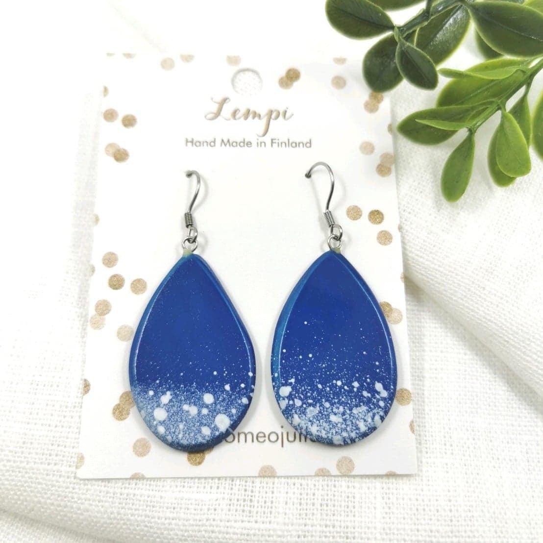 LEMPI earrings, Pyry (blue, wood)