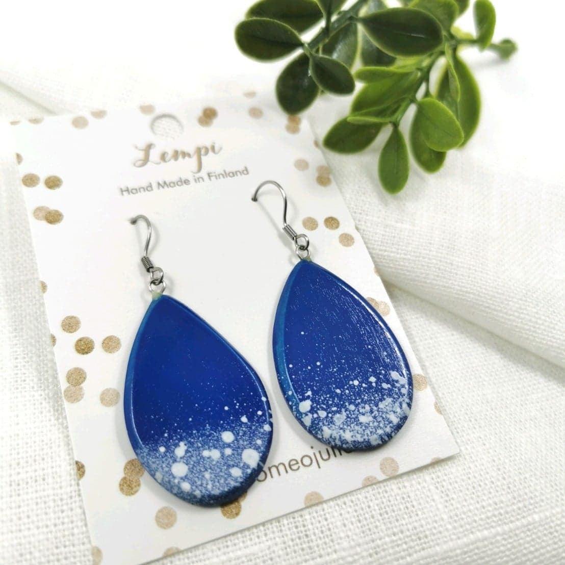 LEMPI earrings, Pyry (blue, wood)