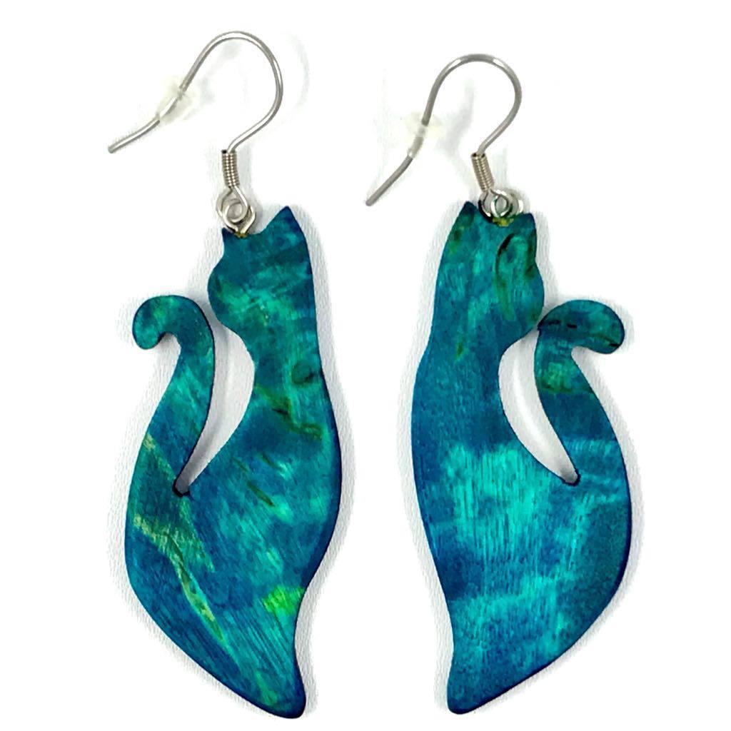 LEMPI earrings, Cat flirting (turquoise)