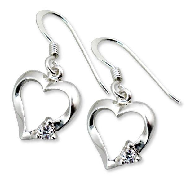 Silver earrings, Luxurious Heart Earrings with CZ