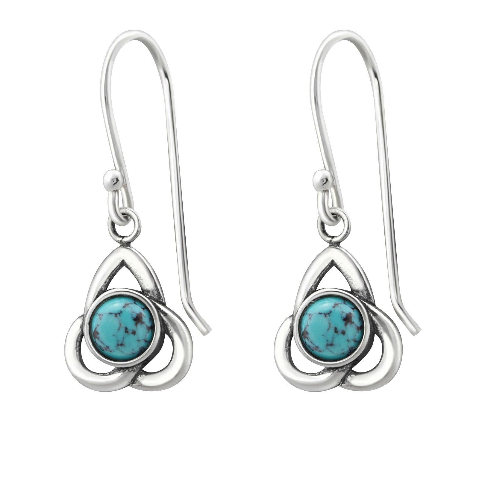 Silver earrings, Knot (turquoise)