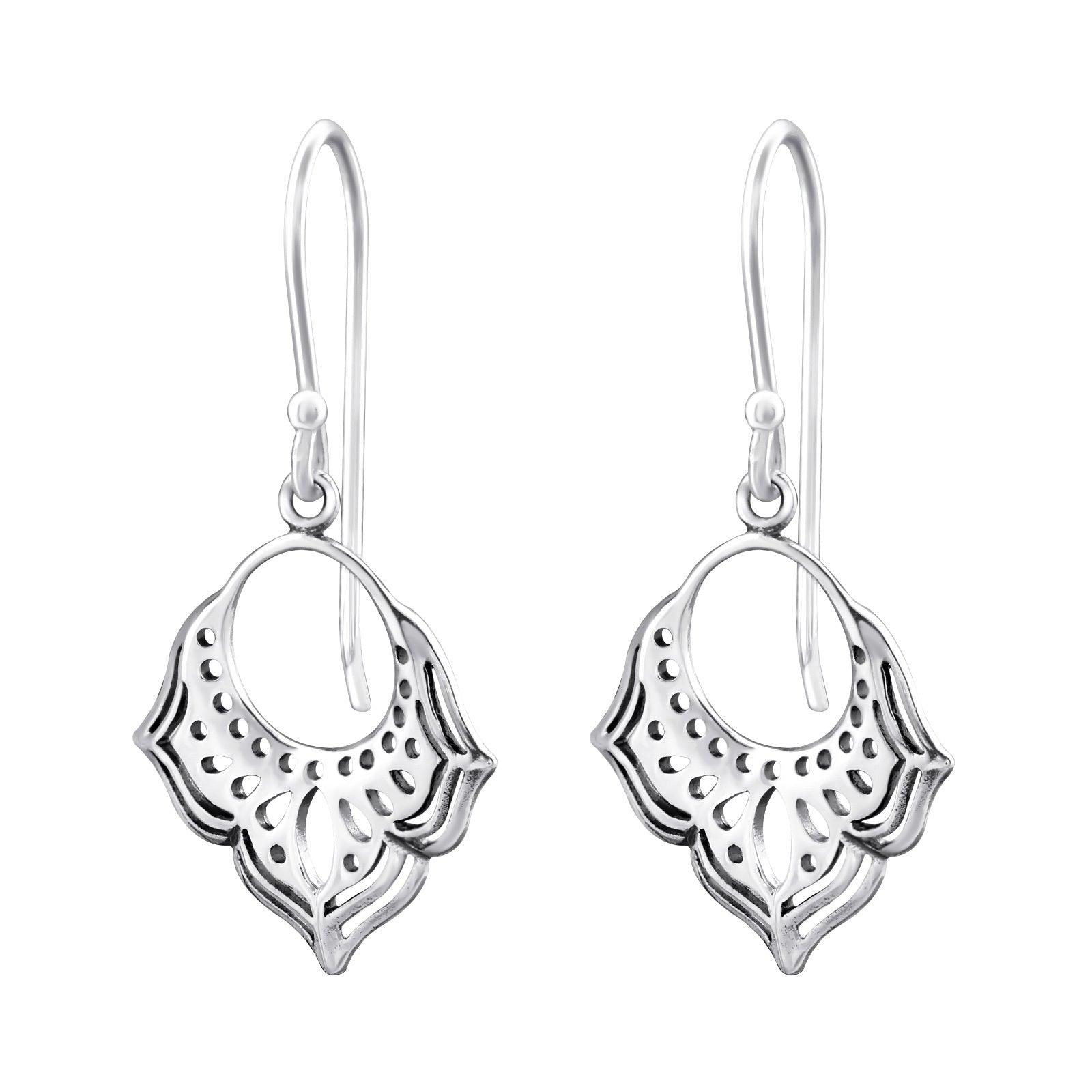 Silver earrings, Indian Lace