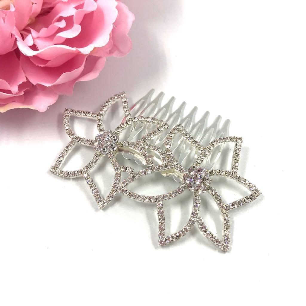 Hair ornament, Crystal comb Flowers