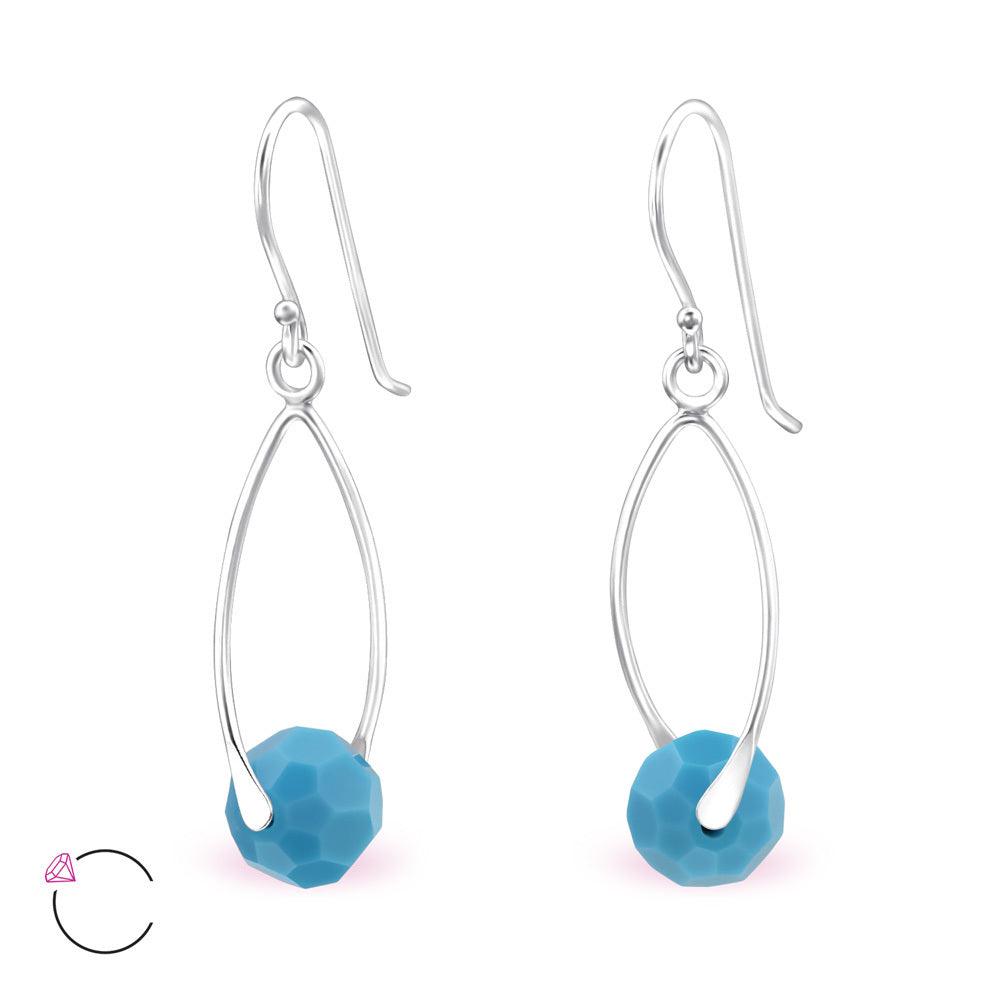 Silver earrings, Modern crystal (turquoise)