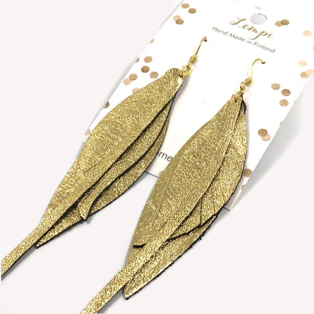 LEMPI earrings, Wings (gold, long)