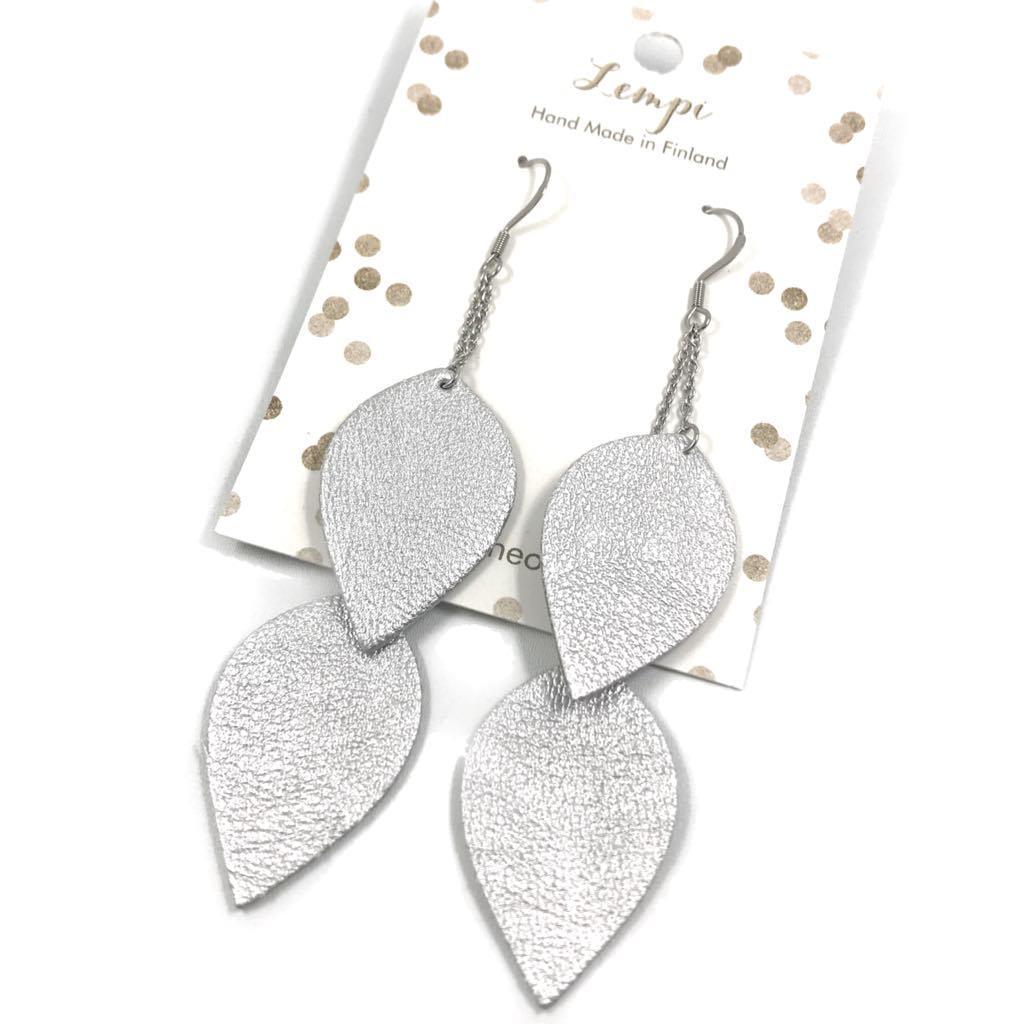 LEMPI earrings, Leaves (silver, two-piece)