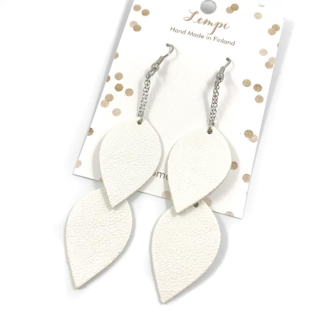 LEMPI earrings, Leaves (white, two-piece)