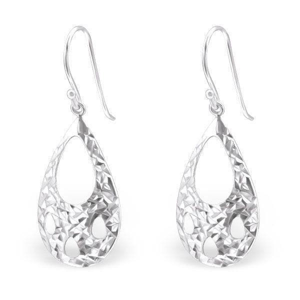 Silver earrings, MINIMALISM/Teardrop with Diamond Cut