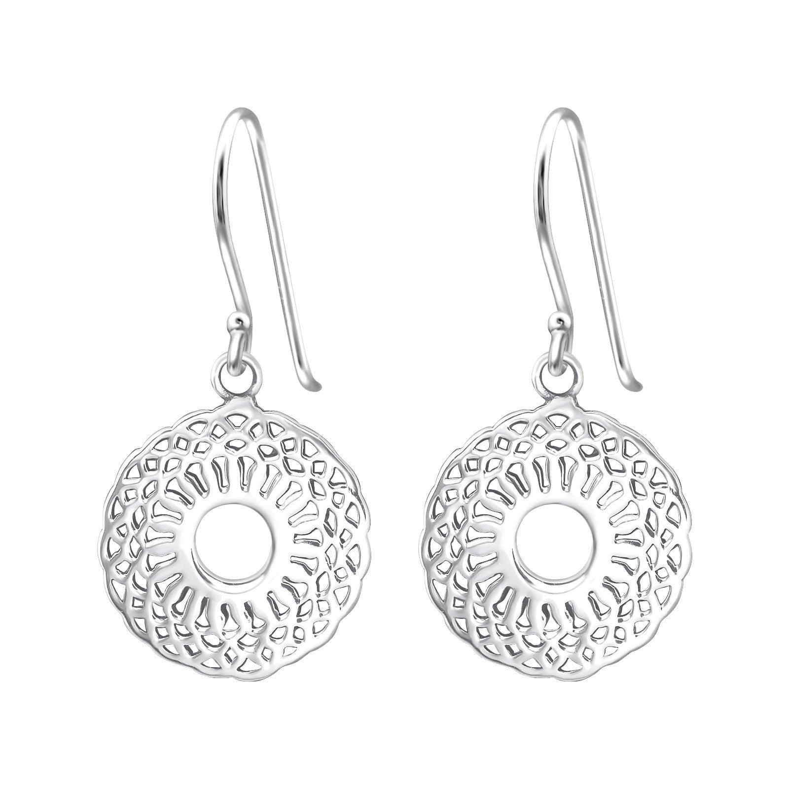 Silver earrings, Lace Circle