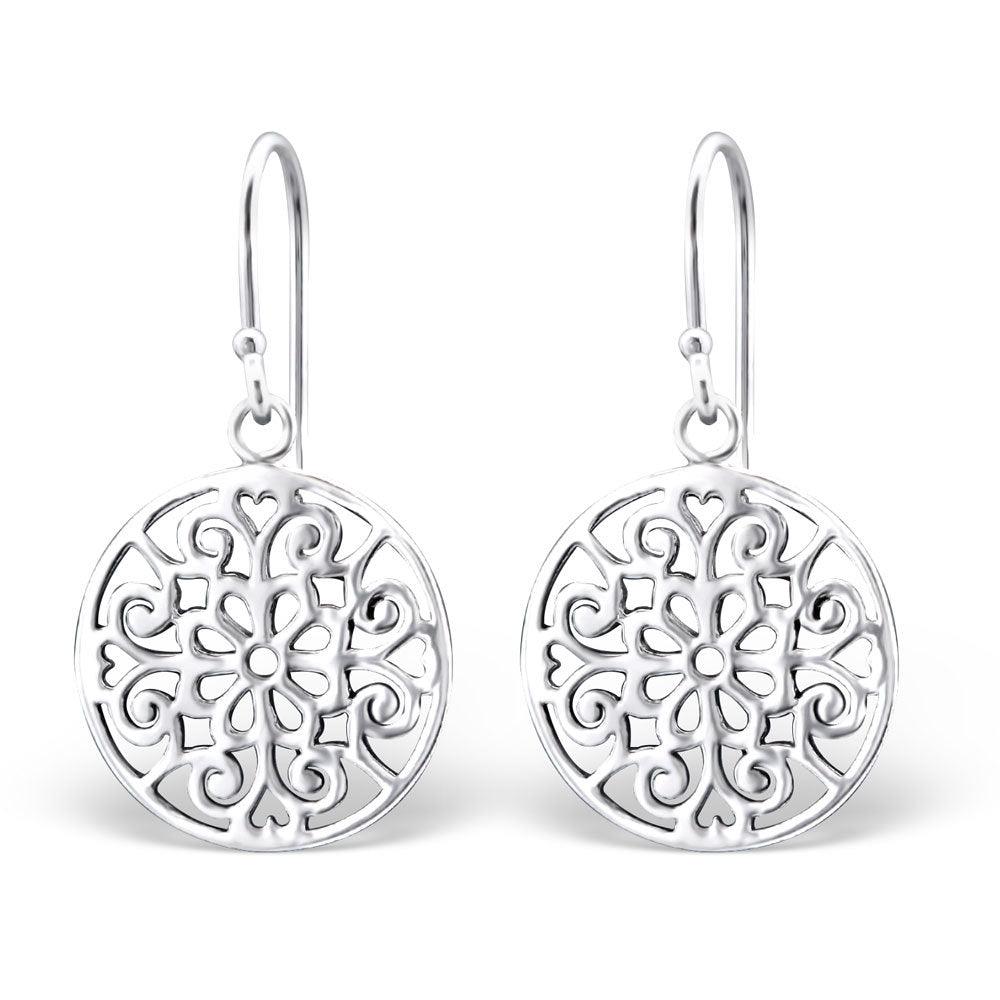 Silver earrings, Flower Lace (lace earrings)