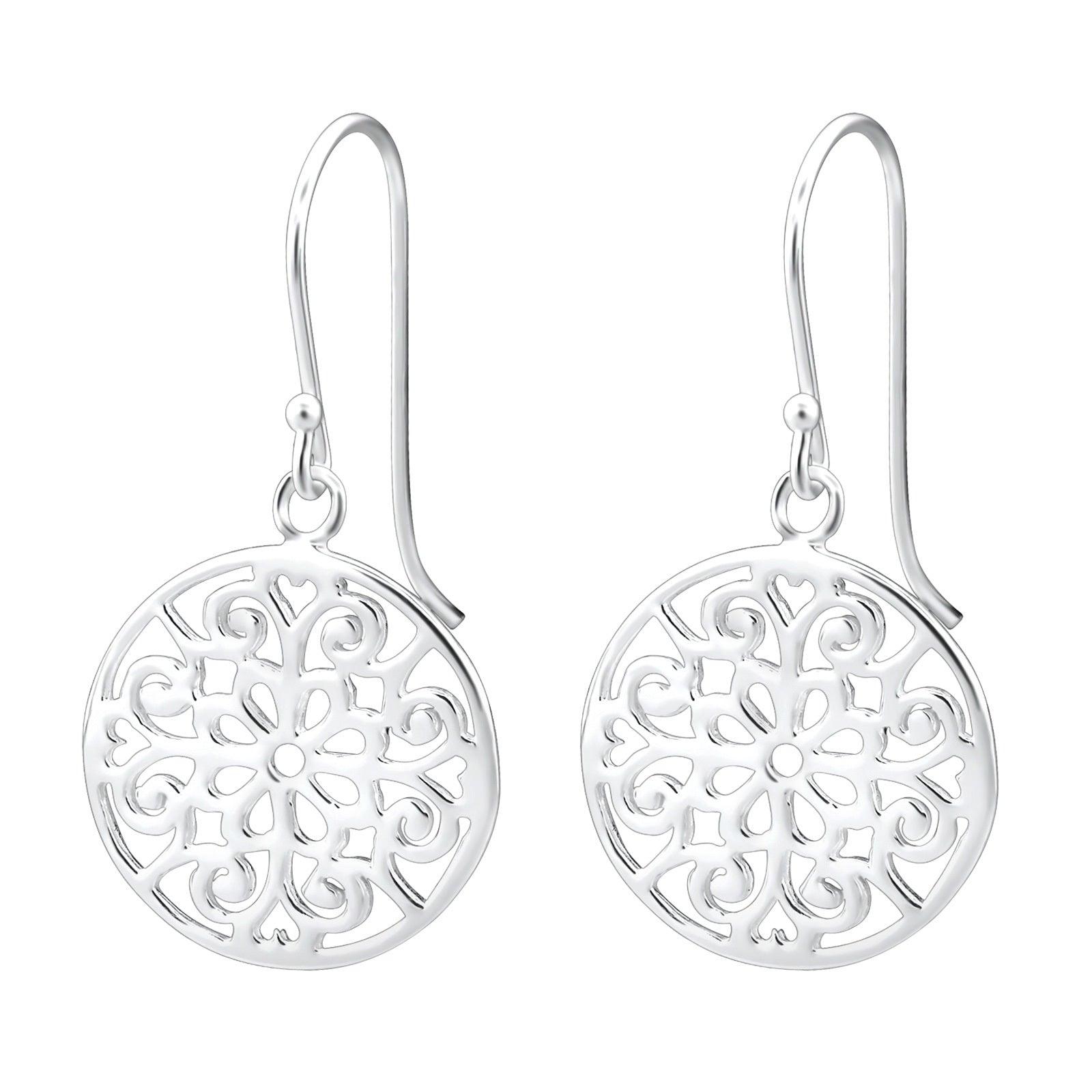 Silver earrings, Flower Lace (lace earrings, light)