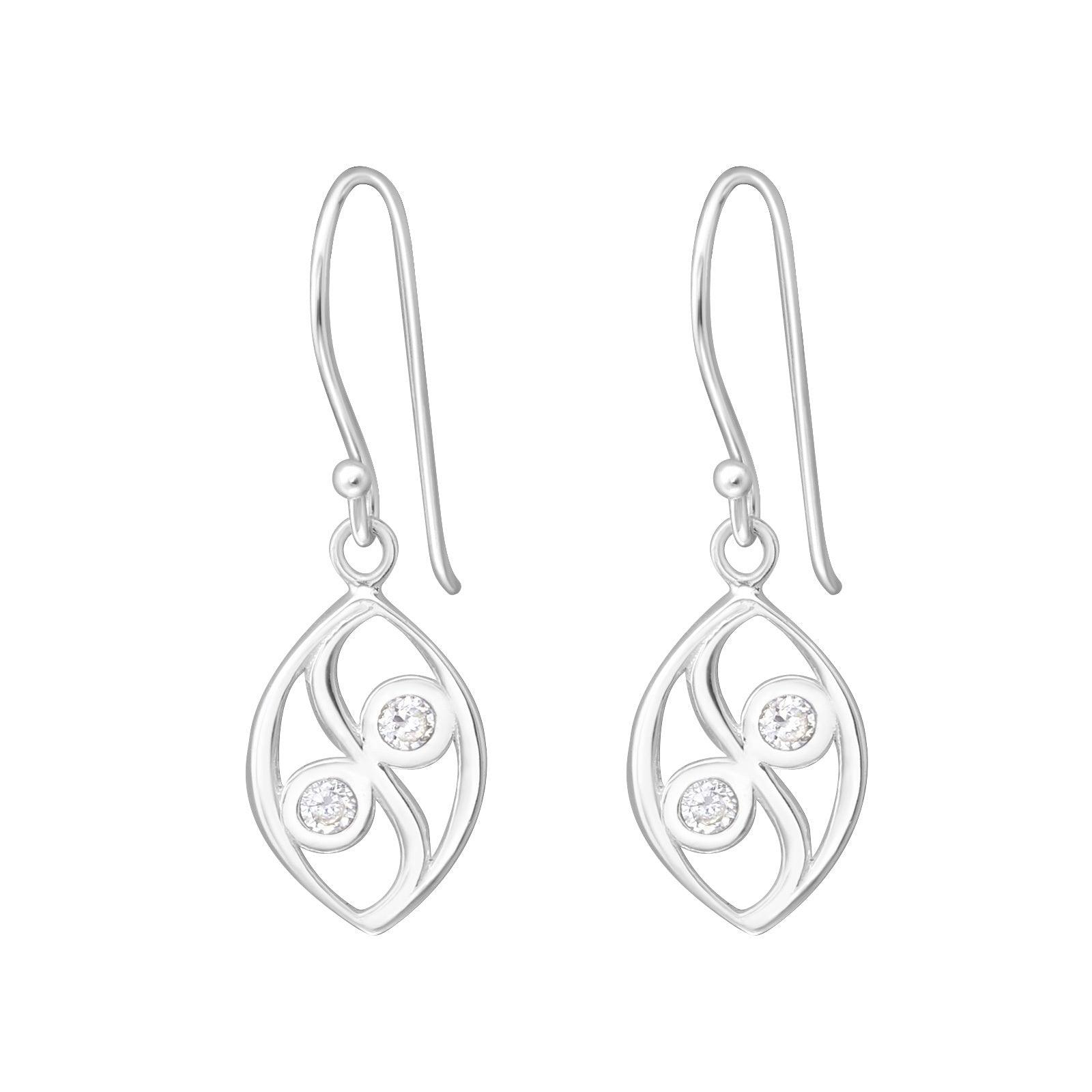 Silver earrings, Small Lace with Cubic Zirconia