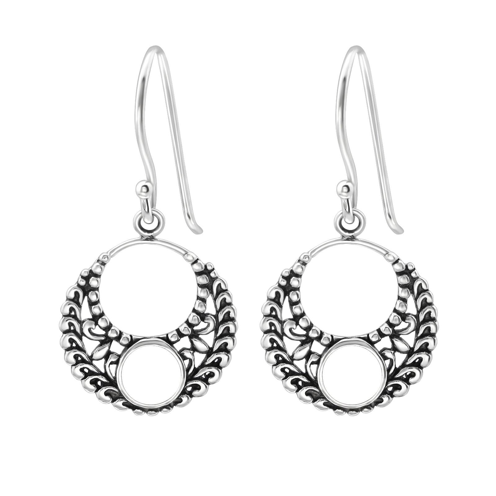 Silver earrings, Bohemian Lace Circle (lace)