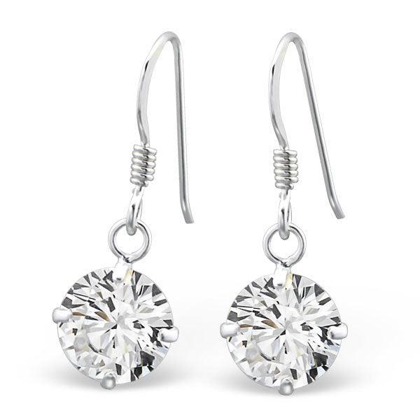 Silver earrings, Wilhelmiina clear Cubic Zirconia earrings