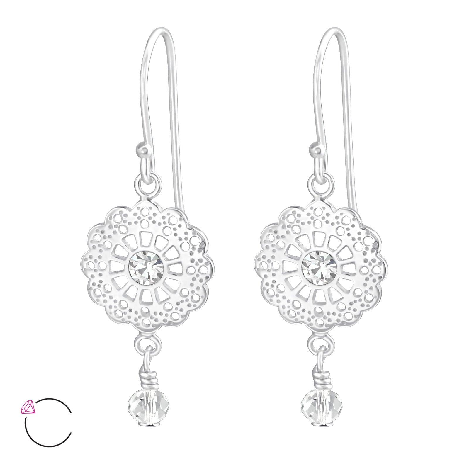 Silver earrings, LA CRYSTALE, Crystal Lace