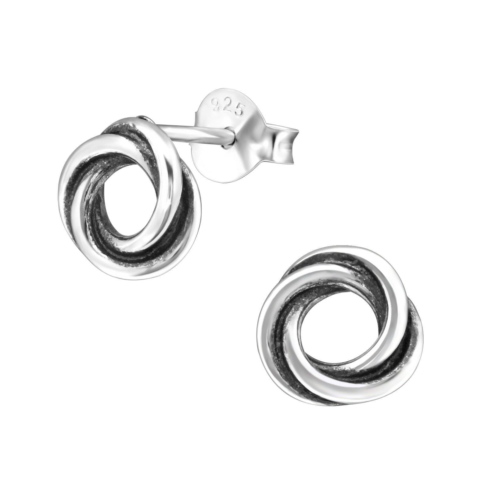 Silver stud earrings, Antique Circle (antique silver ring)