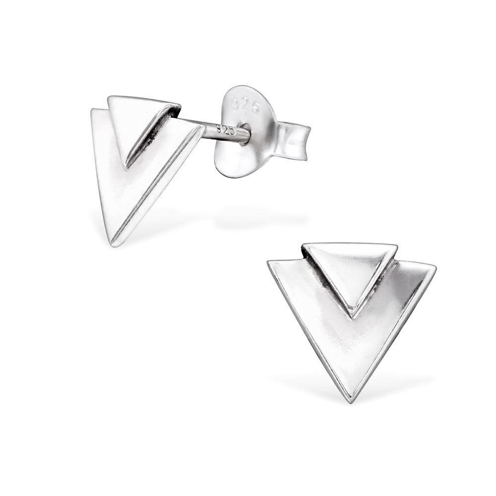 Silver earrings, Double Triangle (silver triangle)