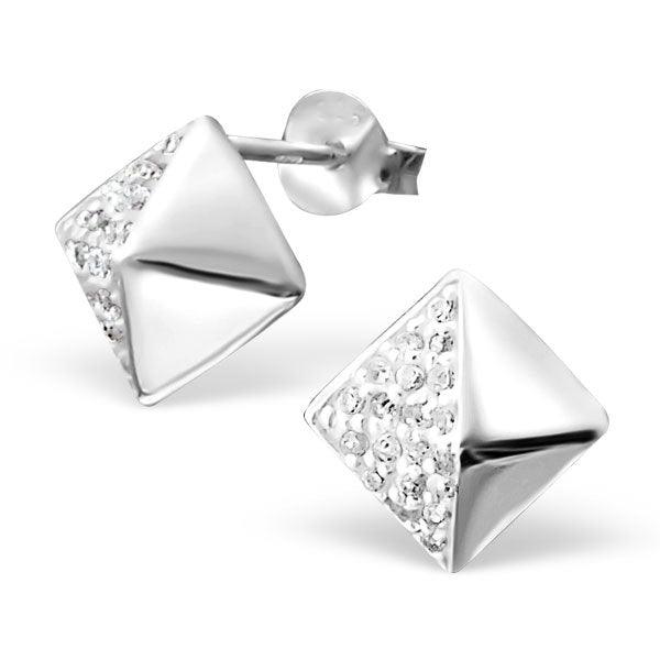 Hopeiset korvanapit, Pyramidi (Cubic Zirconia)