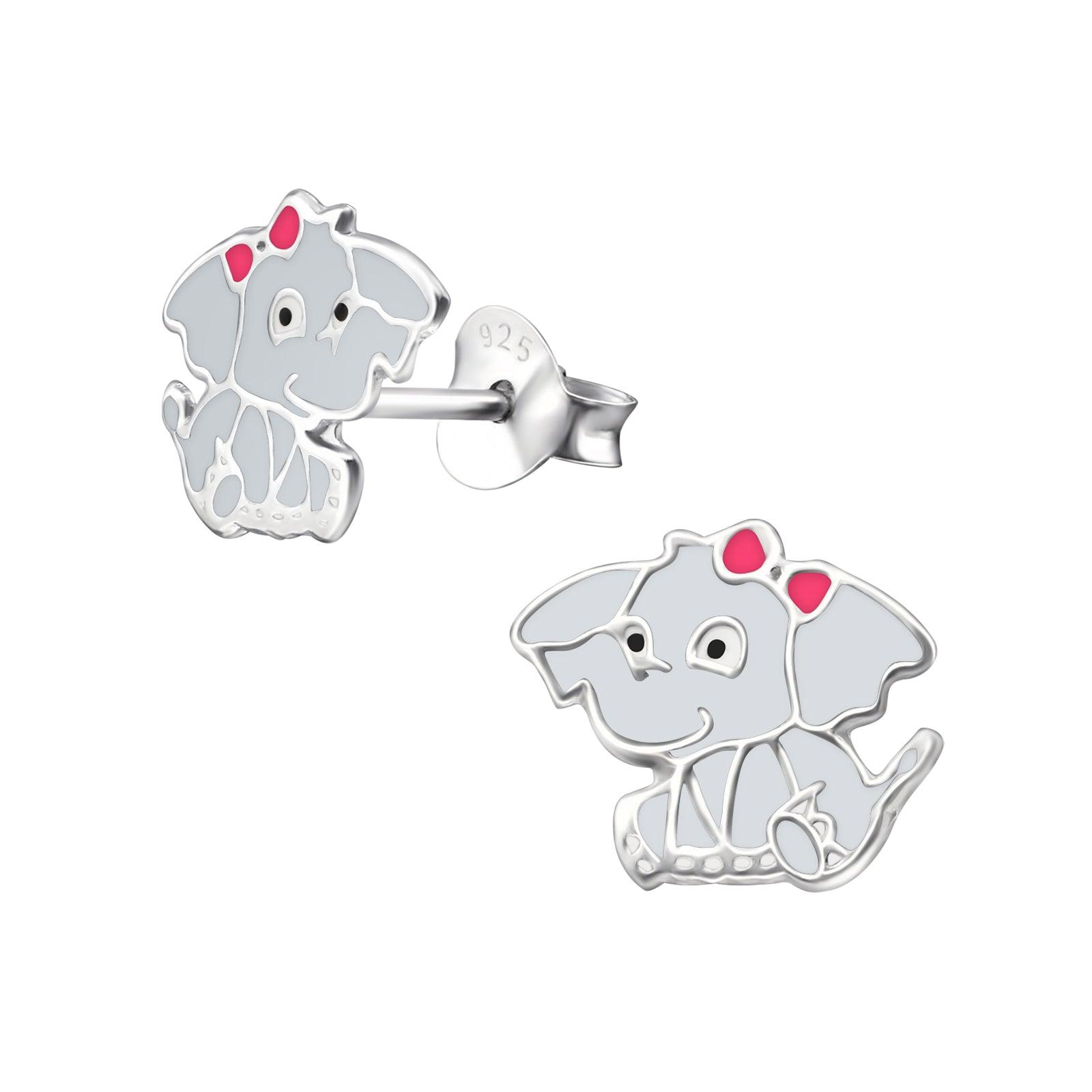 Silver earrings, Elephant