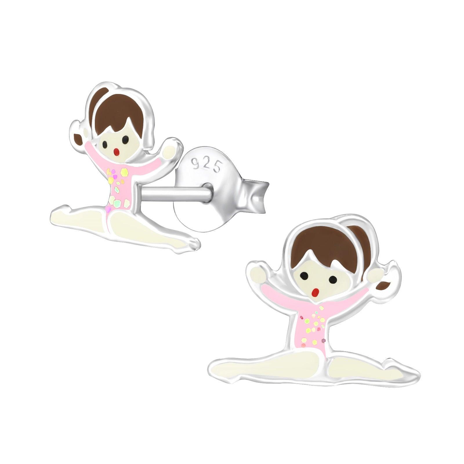 Children's silver earrings, Jumping Ballerina