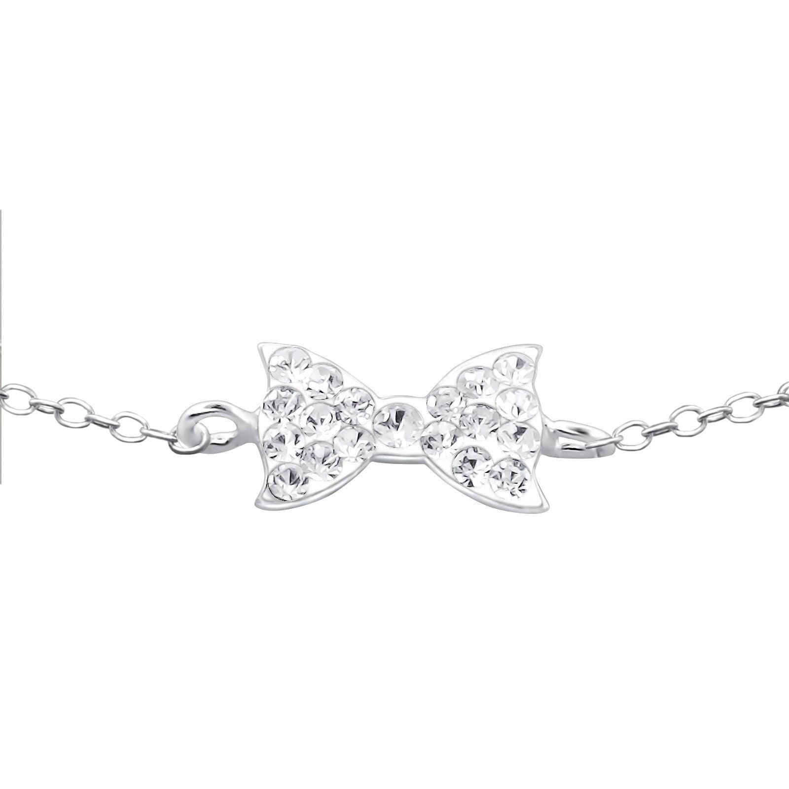 Silver bracelet, Bowtie with Crystals