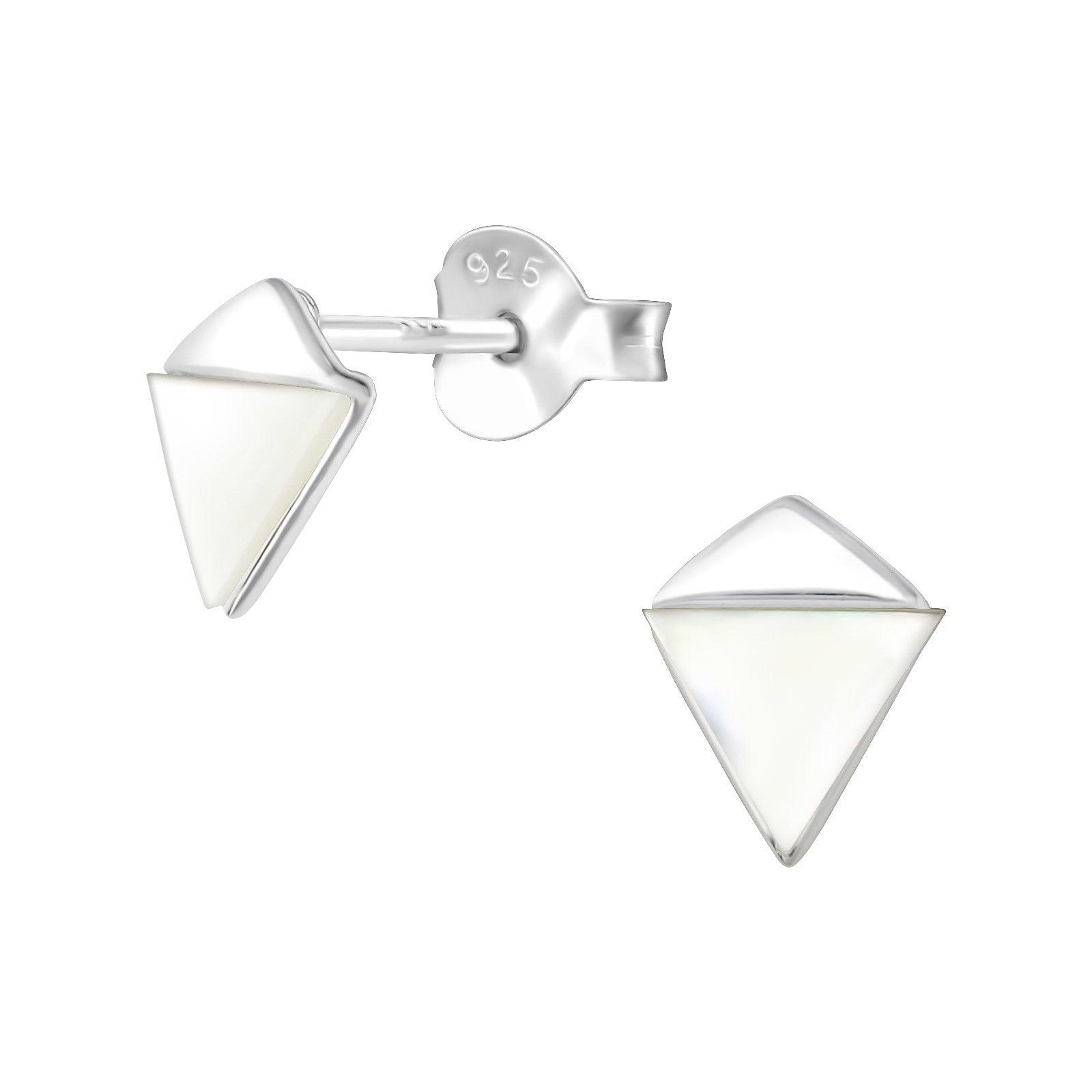 Silver stud earrings, Small Diamond