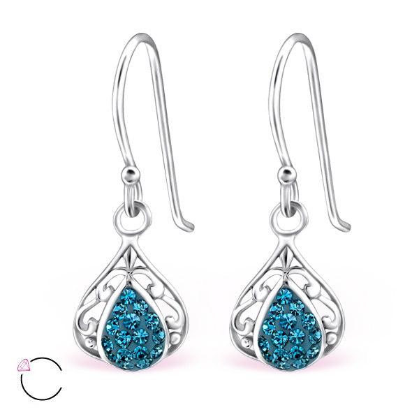 Silver earrings, LA CRYSTALE, Light Lace in Indicolite