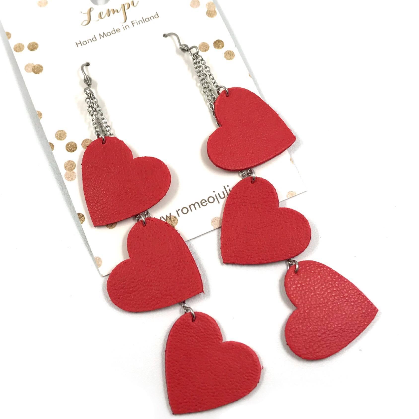 LEMPI earrings, Lempi (three-piece, bright red)