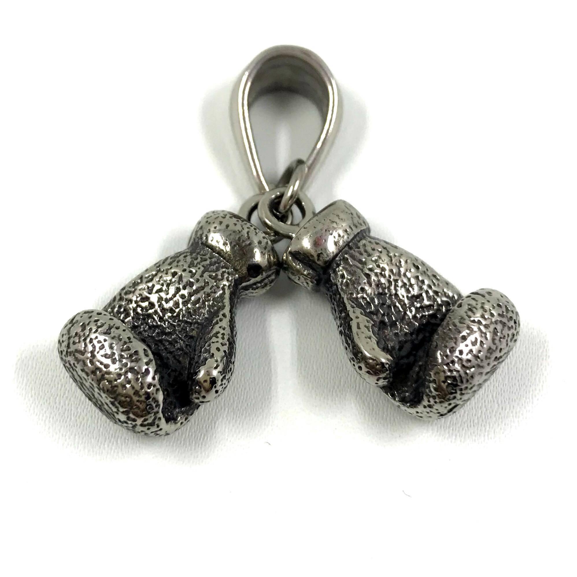 Surgical steel pendant, Rough boxing gloves