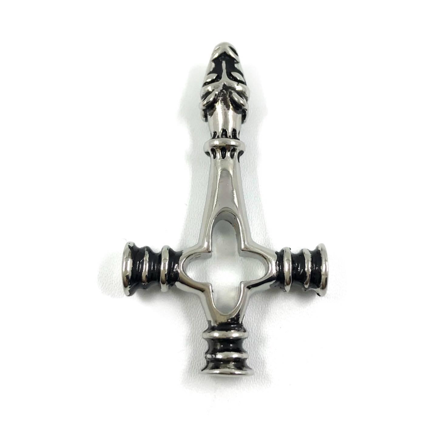 Surgical steel pendant, Wolf Cross (wolf, cross)