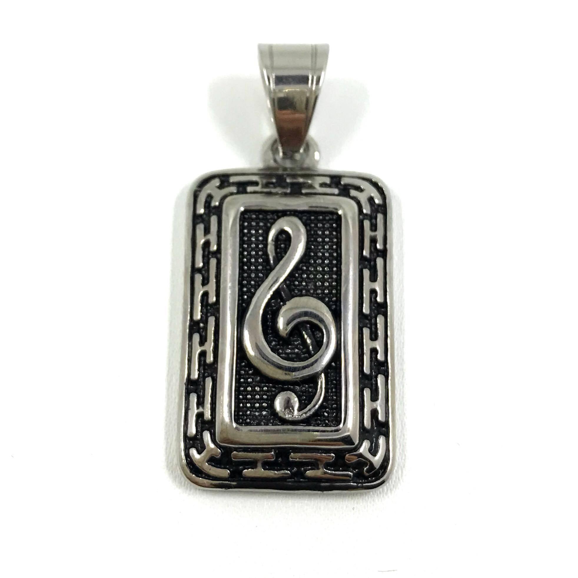 Surgical steel pendant, Treble clef (plate)