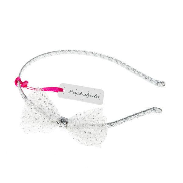 Headband, Rockahula KIDS|Glitter Mesh Bow Alice Band Silver