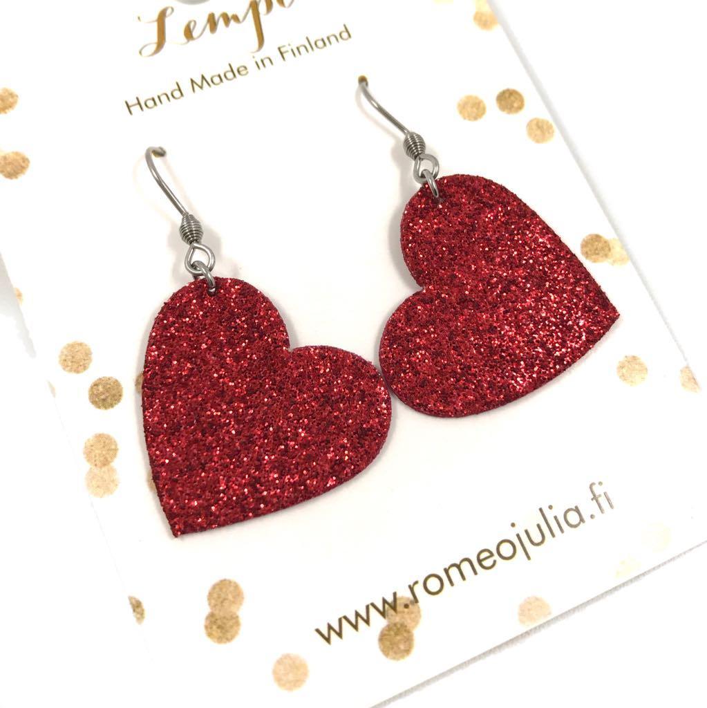 LEMPI earrings, Lempi (one-piece, red glitter)