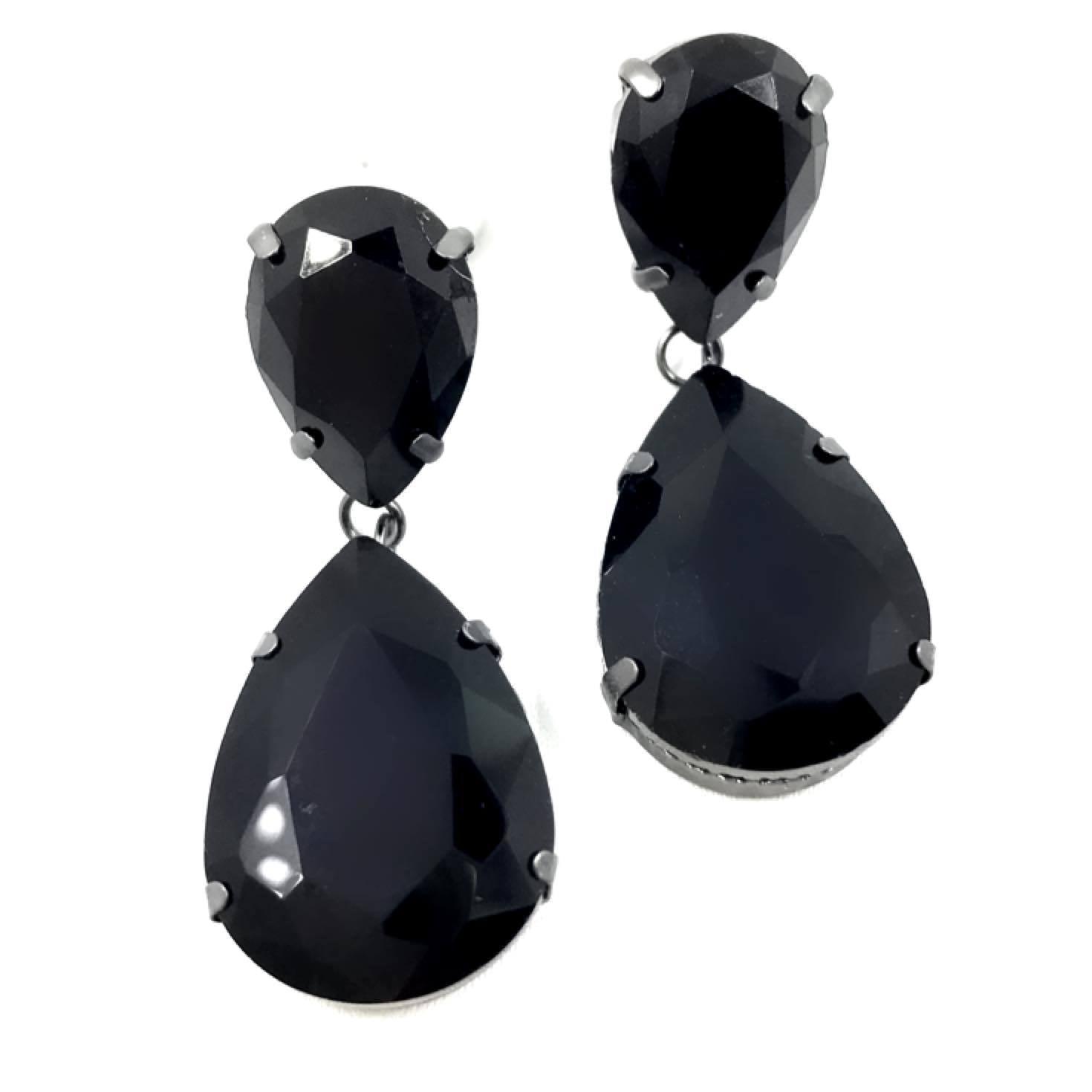 Earrings, Chunky Teardrop Earrings in Black